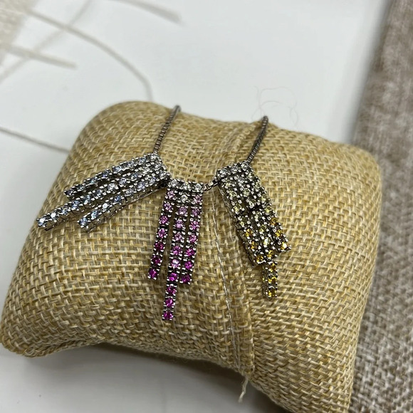 Victoria Wieck 925 Sterling Silver Multi-Gemstone Statement Necklace 🌈 - Picture 12 of 17